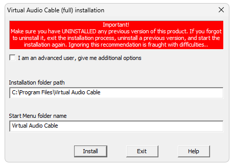 Установка Virtual Audio Cable